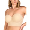 image:imageHSIA Strapless Bra for Women Large Breasts Plus Size Minimizer Longline  Push Up Supportive Underwire Long Line Corset Wide Band Back Fat Smoothing Balconette Minimizing Bustier for Big BustBeige