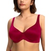 image:imageHSIA Minimizer Bras for Women Plus Size Unlined Tshirt Bra for Large Breast  CoolComfort in Summer Everyday Bra Full Coverage Underwire Supportive Seamless Back Fat Smoothing Offer Natural ShapeSatinburgundy