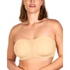 image:imageHSIA Strapless Bra for Large Breasts Unlined Minimizer Underwire Support  Underwire and side boning lift and shape full coverage cups antislip back band and sixway straps provide a secure fitBeige