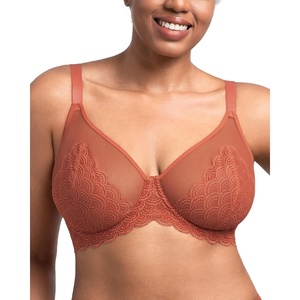 image:imageHSIA Minimizer Bras for Women Full Coverage Underwire Lace Mermaid Scales  Plussize fit unlined underwire support nonstretch lace and mesh backsmoothing band wide straps sizes 3248 CISoft Clay