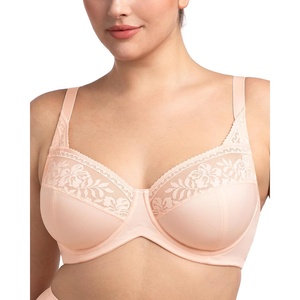 image:imageHSIA Minimizer Bras for Women Full Coverage Underwire Lace Mermaid Scales  Plussize fit unlined underwire support nonstretch lace and mesh backsmoothing band wide straps sizes 3248 CIRose Cloud