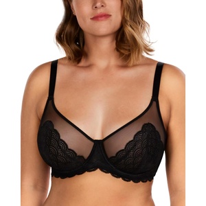 image:imageHSIA Minimizer Bras for Women Full Coverage Underwire Lace Mermaid Scales  Plussize fit unlined underwire support nonstretch lace and mesh backsmoothing band wide straps sizes 3248 CIBlack