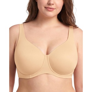 image:imageHSIA Minimizer Bras for Women Plus Size Unlined Tshirt Bra for Large Breast  CoolComfort in Summer Everyday Bra Full Coverage Underwire Supportive Seamless Back Fat Smoothing Offer Natural ShapeBeige
