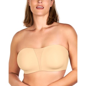 image:imageHSIA Strapless Bra for Large Breasts Unlined Minimizer Underwire Support  Underwire and side boning lift and shape full coverage cups antislip back band and sixway straps provide a secure fitBeige