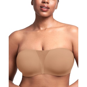 image:imageHSIA Strapless Bra for Large Breasts Unlined Minimizer Underwire Support  Underwire and side boning lift and shape full coverage cups antislip back band and sixway straps provide a secure fitDark Beige