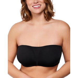 image:imageHSIA Strapless Bra for Large Breasts Unlined Minimizer Underwire Support  Underwire and side boning lift and shape full coverage cups antislip back band and sixway straps provide a secure fitBlack