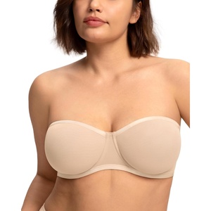 image:imageHSIA Strapless Bra for Large Breasts Womens Bella Minimizer Balconette Bra  Convertible Plus Size Supportive Underwire Unlined Cooling Comfort Mesh Corset Unpadded Minimizing Bandeau for Big BustAlmond Beige