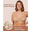 image:imageHSIA Minimizer Bras for Women Unlined Underwire Lace Bras for Large Breasts  Full Coverage Plus Size Support Lift Breathable Everyday Essentials Soft Back Smoothing Wide Straps Sizes 3246 CIBeige