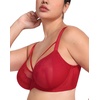 image:imageHSIA Minimizer Bras for Women Unlined Underwire Lace Bras for Large Breasts  Full Coverage Plus Size Support Lift Breathable Everyday Essentials Soft Back Smoothing Wide Straps Sizes 3246 CIChristmascoral Red