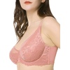 image:imageHSIA Minimizer Bras for Women Unlined Underwire Lace Bras for Large Breasts  Full Coverage Plus Size Support Lift Breathable Everyday Essentials Soft Back Smoothing Wide Straps Sizes 3246 CILight Coral