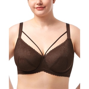image:imageHSIA Minimizer Bras for Women Unlined Underwire Lace Bras for Large Breasts  Full Coverage Plus Size Support Lift Breathable Everyday Essentials Soft Back Smoothing Wide Straps Sizes 3246 CIDark Brown