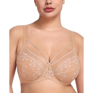 image:imageHSIA Minimizer Bras for Women Unlined Underwire Lace Bras for Large Breasts  Full Coverage Plus Size Support Lift Breathable Everyday Essentials Soft Back Smoothing Wide Straps Sizes 3246 CIChristmaslight Beige