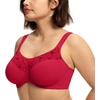 image:imageHSIA Minimizer Bras for Women Full Coverage Coolcomfort Plus Size Bra  Supportive Underwire Minimizing Cooling Comfort Unlined Seamless Back Smoothing Unpadded T Shirt Bra for Large BreastsEmbroidered Coral Red