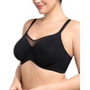 image:imageHSIA Minimizer Bras for Women Full Coverage Coolcomfort Plus Size Bra  Supportive Underwire Minimizing Cooling Comfort Unlined Seamless Back Smoothing Unpadded T Shirt Bra for Large BreastsBlack With Floral Print