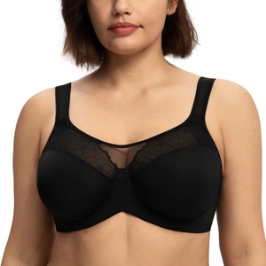 image:imageHSIA Minimizer Bras for Women Full Coverage Coolcomfort Plus Size Bra  Supportive Underwire Minimizing Cooling Comfort Unlined Seamless Back Smoothing Unpadded T Shirt Bra for Large BreastsEmbroidered Black
