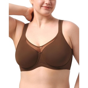 image:imageHSIA Minimizer Bras for Women Full Coverage Coolcomfort Plus Size Bra  Supportive Underwire Minimizing Cooling Comfort Unlined Seamless Back Smoothing Unpadded T Shirt Bra for Large BreastsCoffee Brown