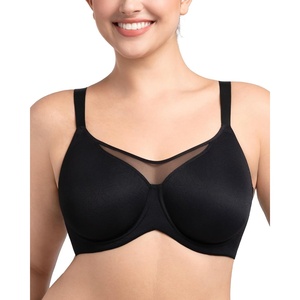 image:imageHSIA Minimizer Bras for Women Full Coverage Coolcomfort Plus Size Bra  Supportive Underwire Minimizing Cooling Comfort Unlined Seamless Back Smoothing Unpadded T Shirt Bra for Large BreastsBlack With Floral Print